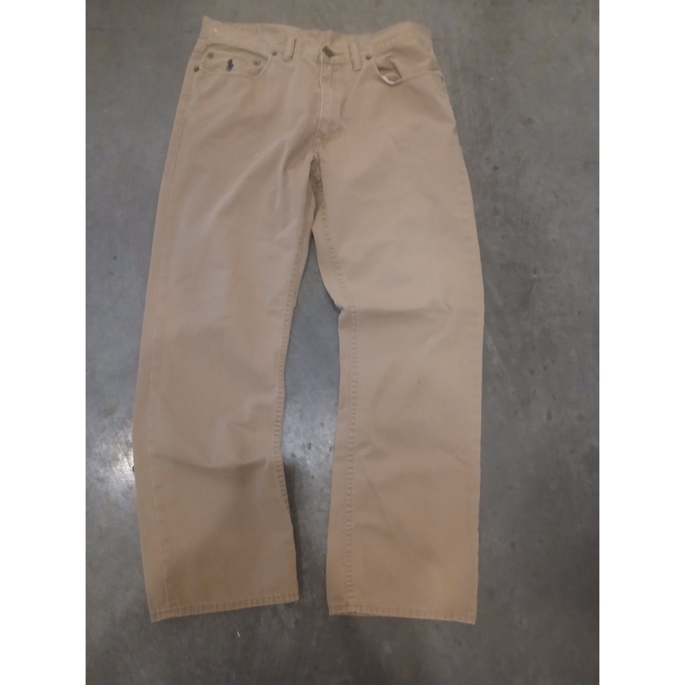 Polo Ralph Lauren Dungarees Jeans Mens 34x30 Act 32X29 Beige Straight Denim